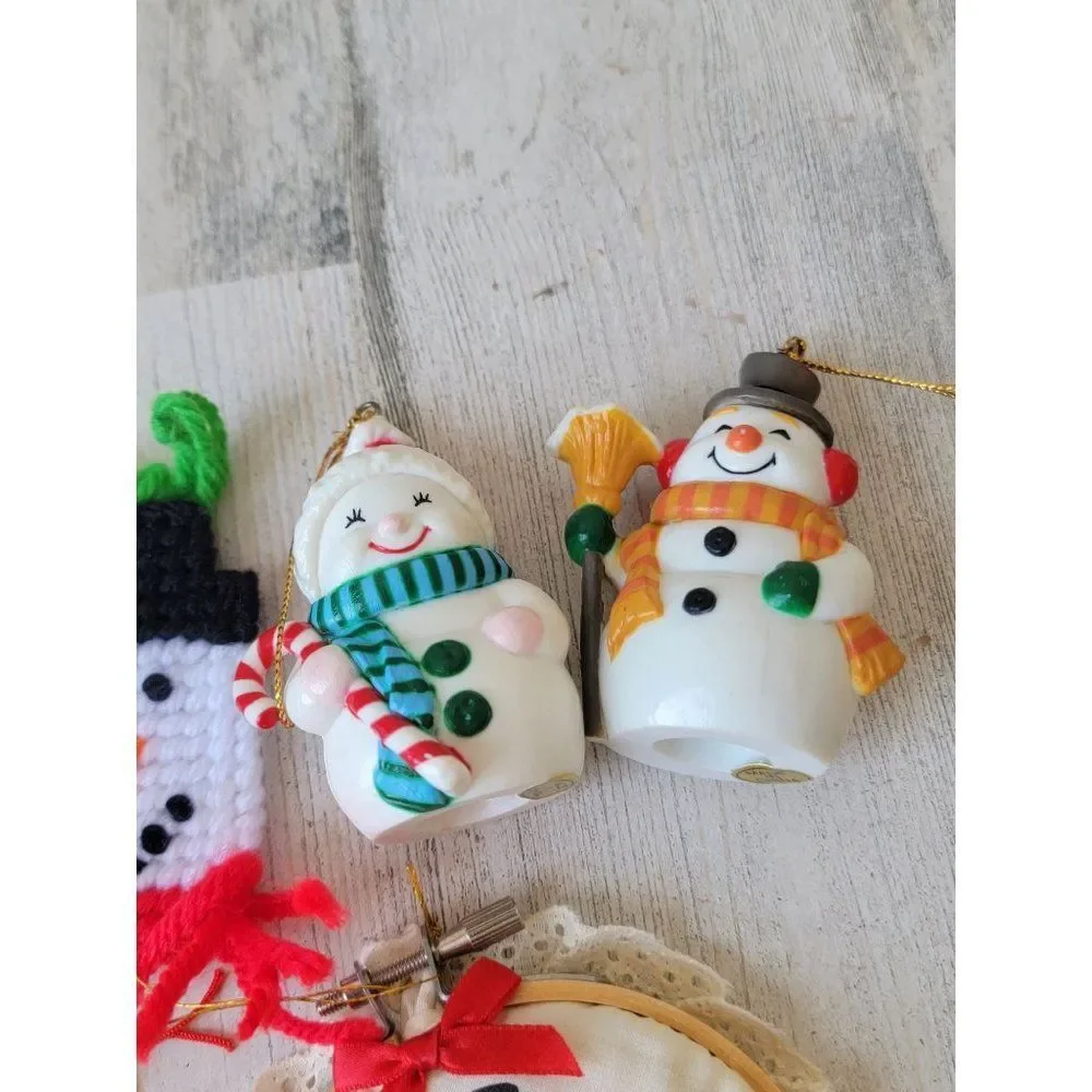 Unique snowman broom face set ornament‎ Xmas snow